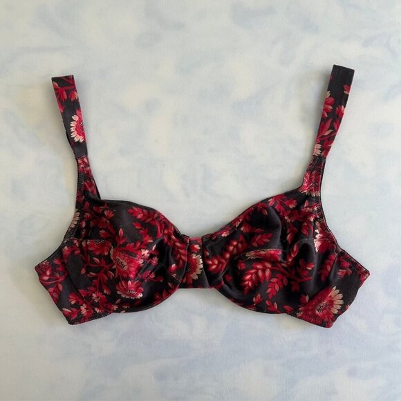 Other - Brown & Red Floral Silky Comfort Bra 34B